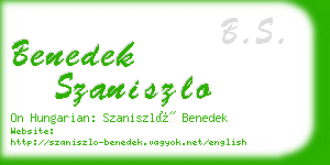 benedek szaniszlo business card